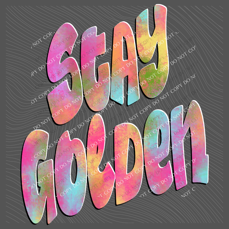 Stay Golden Retro Shadow Water Colors Digital Design, PNG