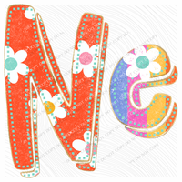 NE Nebraska Flower Power Distressed Doodle Digital Design, PNG