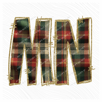 Minnesota Glitter & Plaid Digital Download, PNG