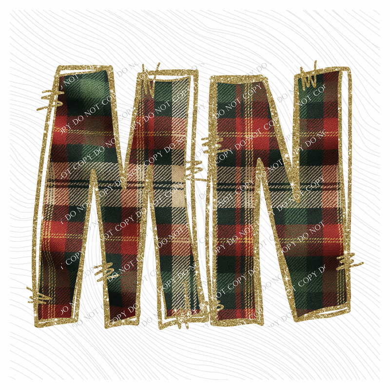 Minnesota Glitter & Plaid Digital Download, PNG