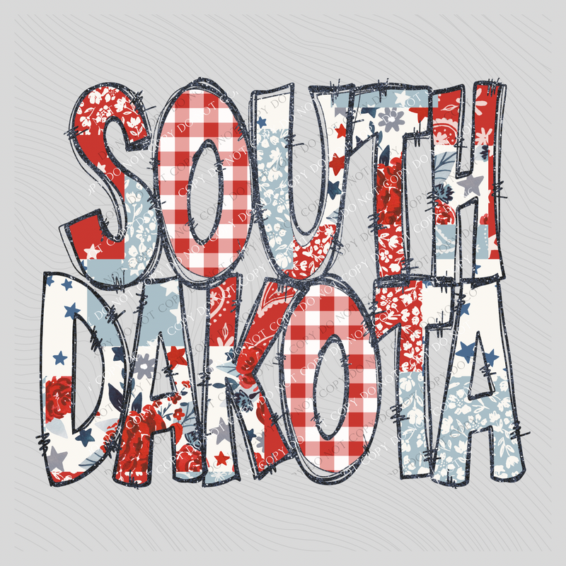 South Dakota Doodle Patch & Glitter Digital Design, PNG