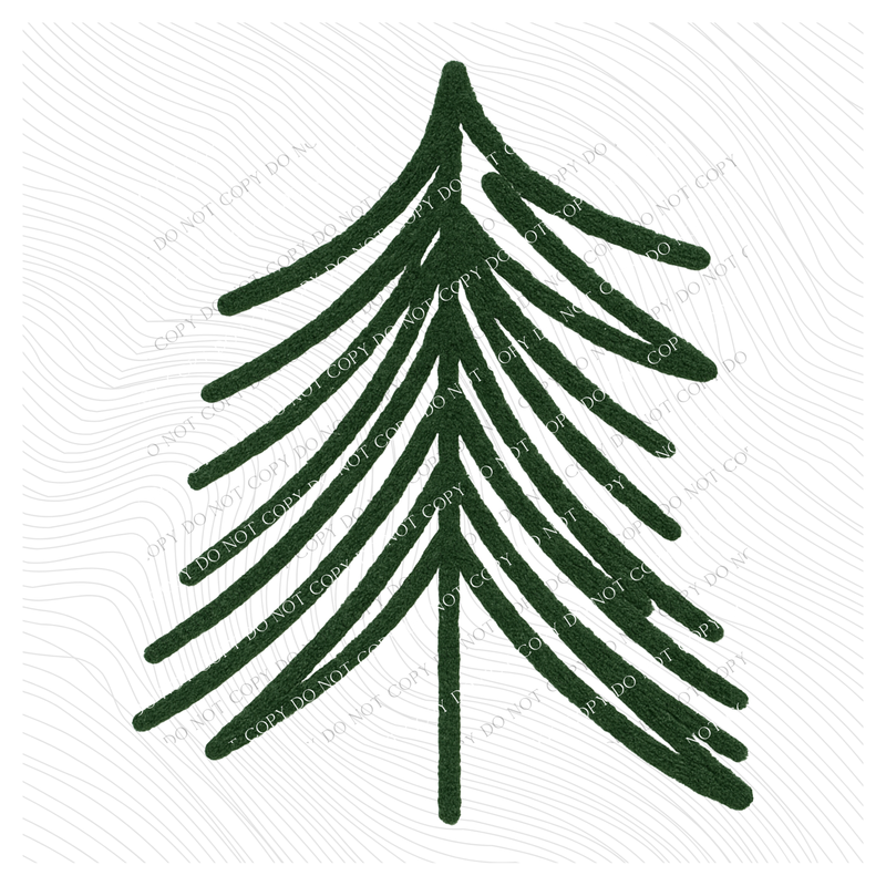 Tree Green Chenille Style Outline Digital Download, PNG