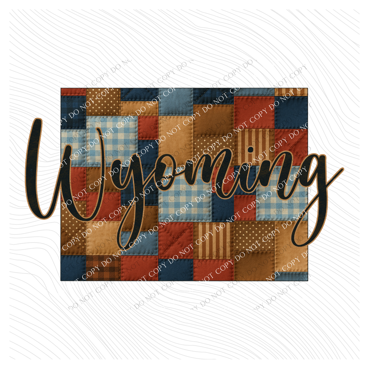 Wyoming Quilted Script State Digital Design, PNG