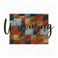 Wyoming Quilted Script State Digital Design, PNG