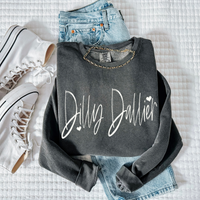 Dilly Dallier Sketched Script Hearts in Off-white Digital Design, PNG