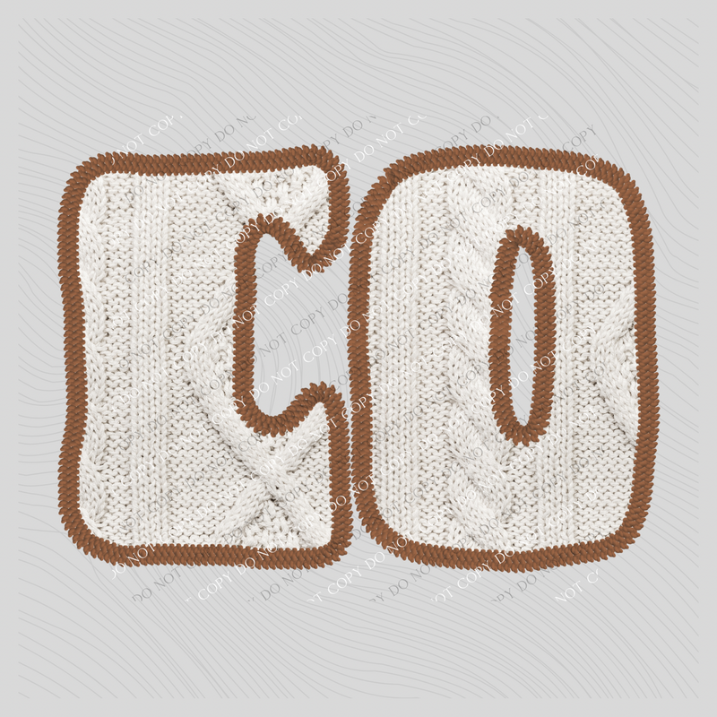 Colorado CO Sweater Patch in Cream & Brown Digital Design, PNG