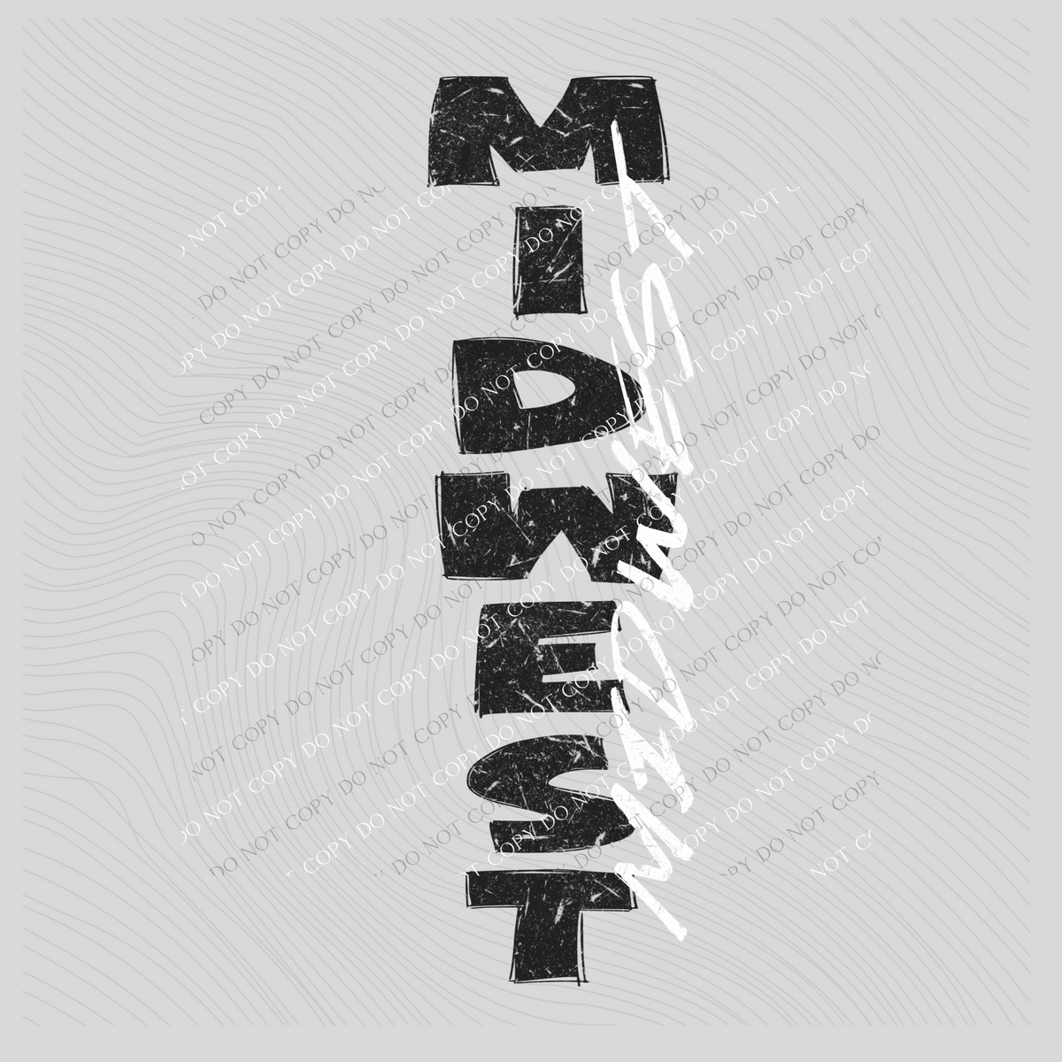Midwest Vertical Distressed in Black & White Digital Design, PNG