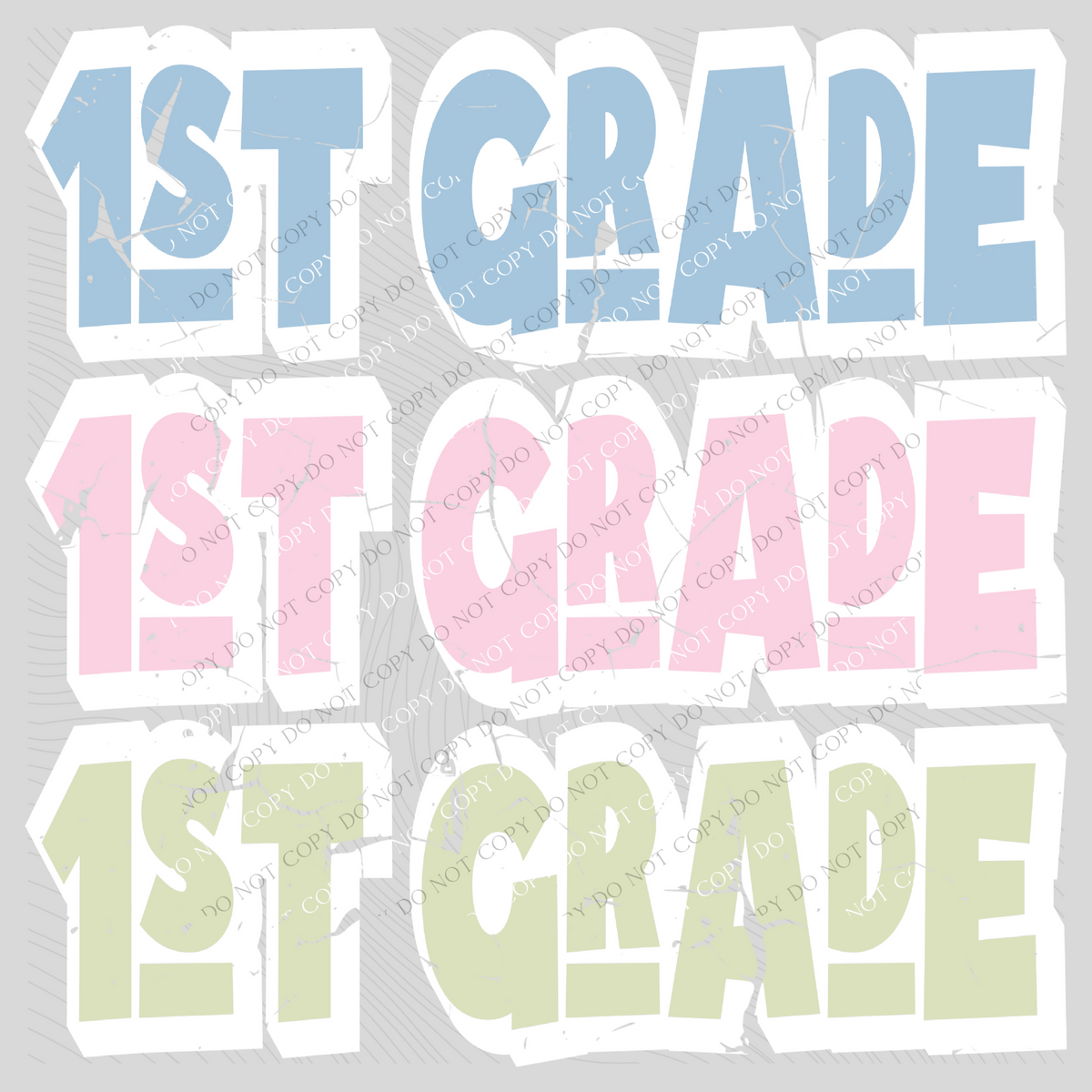 1st Grade Shadow Layer Bubble Stacked Distressed Blue Pink Green Digital Design, PNG