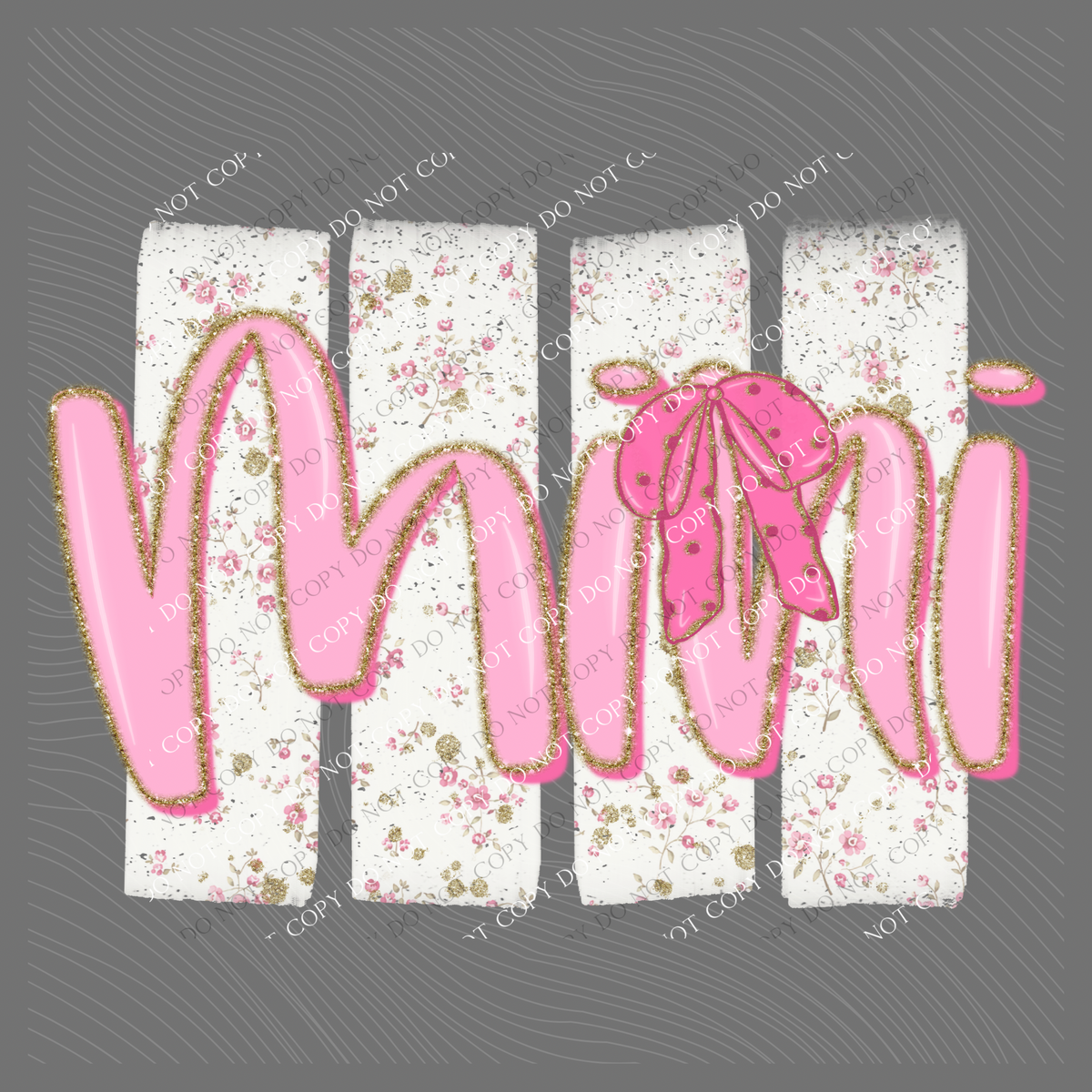 Mini Floral Distressed Stripes, Glitter & Bow Coquette Digital Design, PNG