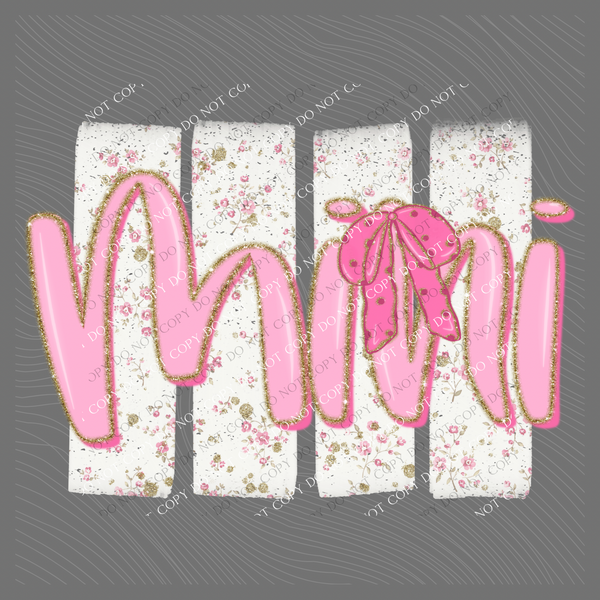 Mini Floral Distressed Stripes, Glitter & Bow Coquette Digital Design, PNG