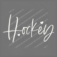 Hockey Sketched Script Hearts in Off-white Digital Design, PNG