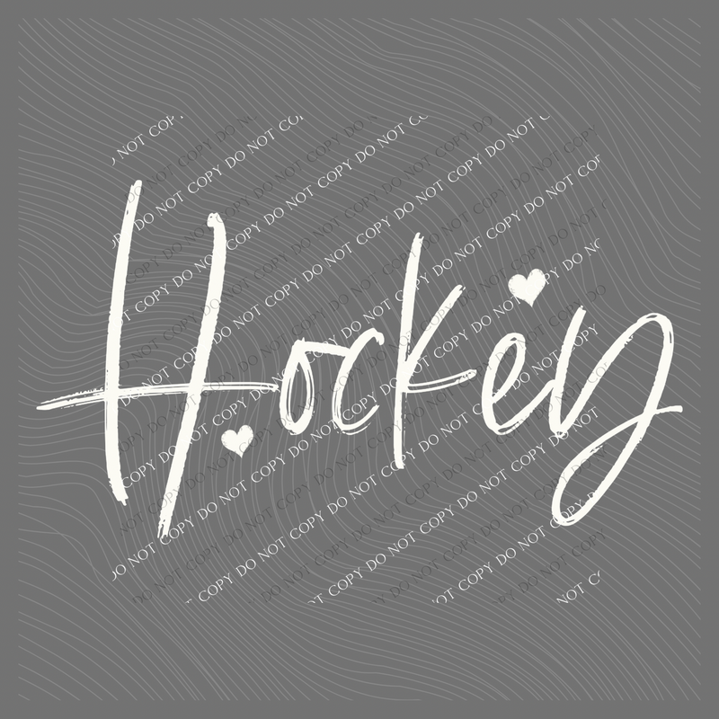 Hockey Sketched Script Hearts in Off-white Digital Design, PNG