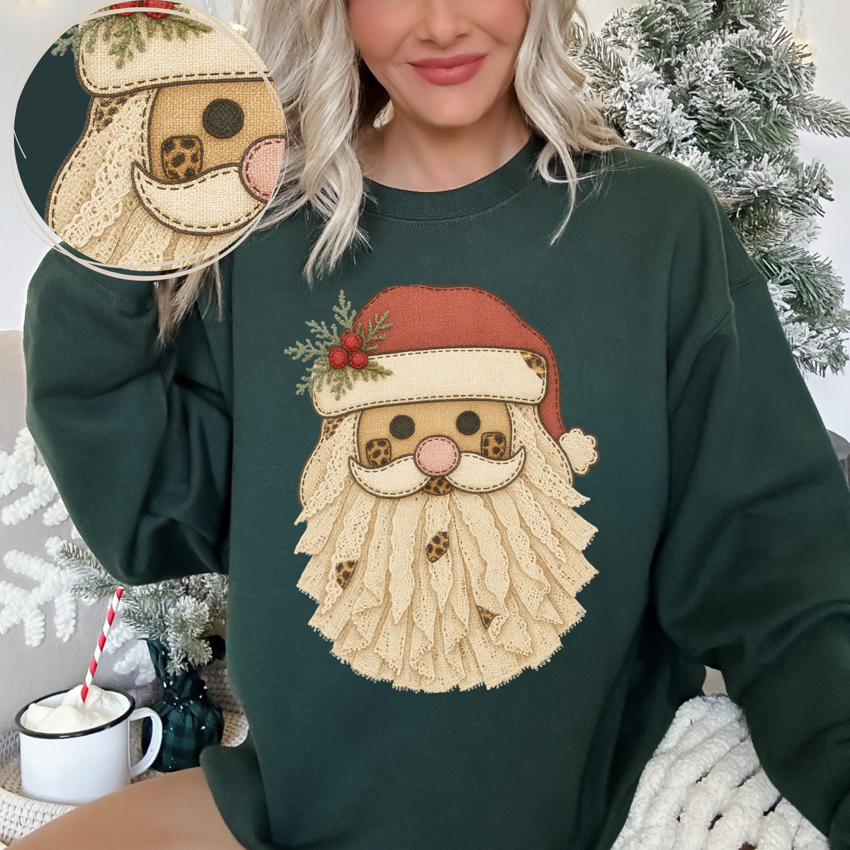 Santa Leopard & Lace Digital Design, PNG