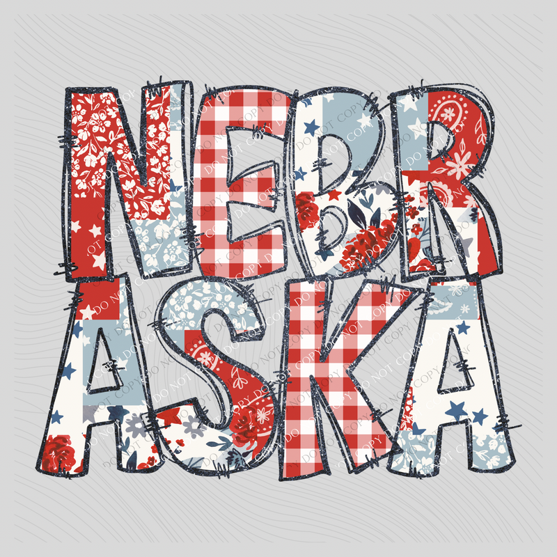 Nebraska Doodle Patch & Glitter Digital Design, PNG
