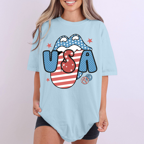 USA Patriotic Lips & Tongue Digital Design, PNG