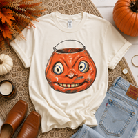 Spooky Vintage Pumpkin Bucket Sketch Digital Design, PNG