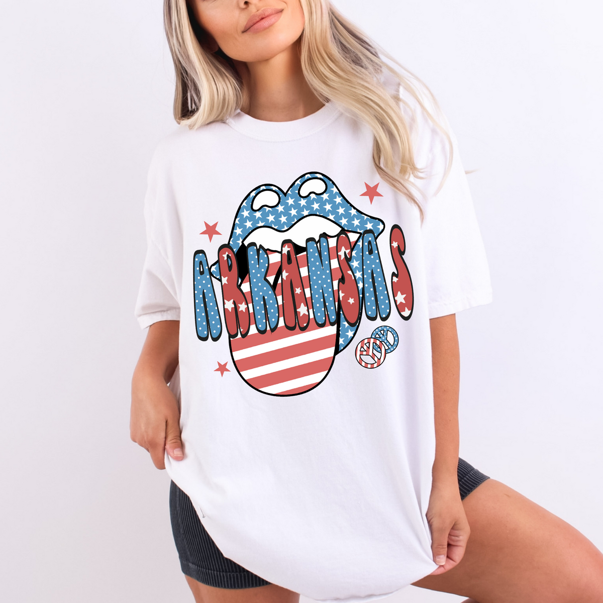 Arkansas Patriotic Lips & Tongue Digital Design, PNG