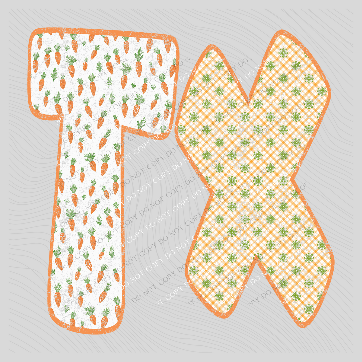 TX Texas Spring Carrots & Plaid Distressed Digital Design, PNG