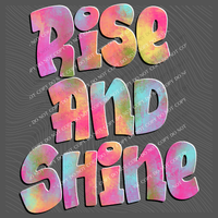 Rise and Shine Retro Shadow Water Colors Digital Design, PNG