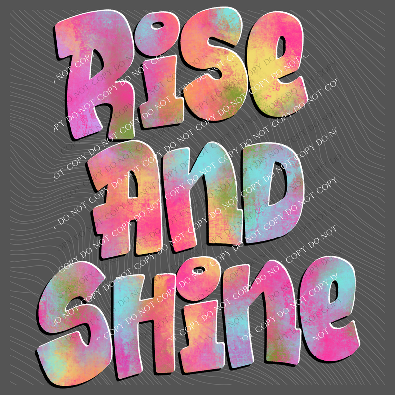 Rise and Shine Retro Shadow Water Colors Digital Design, PNG