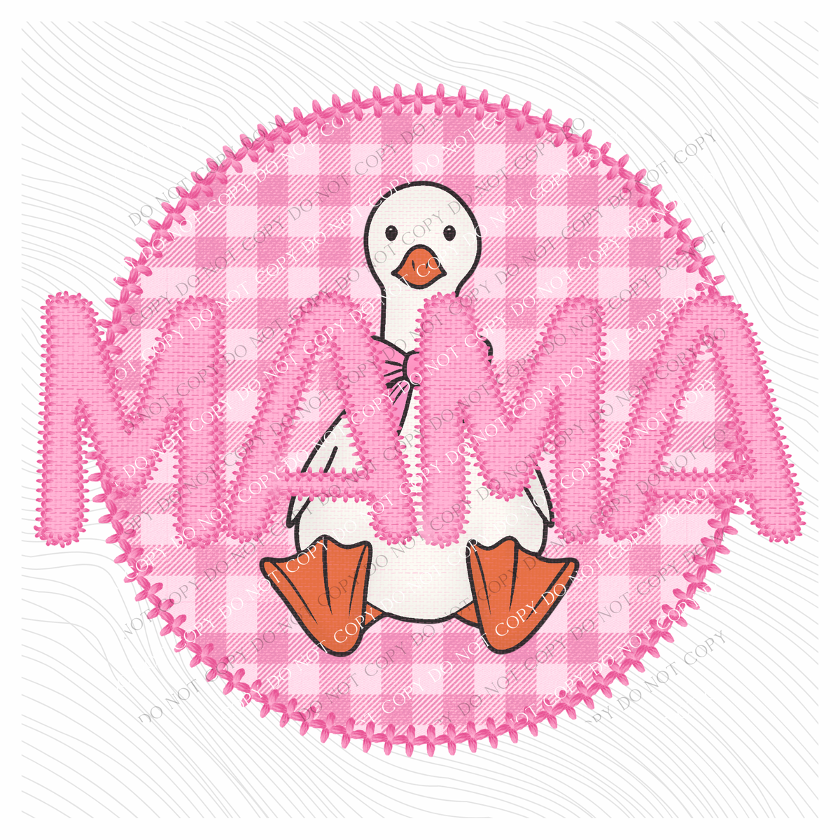 Mama Goose Faux Embroidery Stitch Gingham Texture Circle Pink Digital Design, PNG