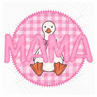 Mama Goose Faux Embroidery Stitch Gingham Texture Circle Pink Digital Design, PNG