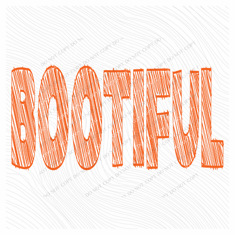 Bootiful Scribble in Orange Fall Halloween Digital Design, PNG