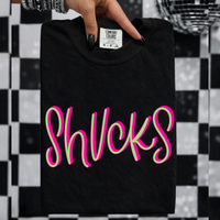 Shucks 3D Sassy Script Bright Pink & Green Digital Design, PNG