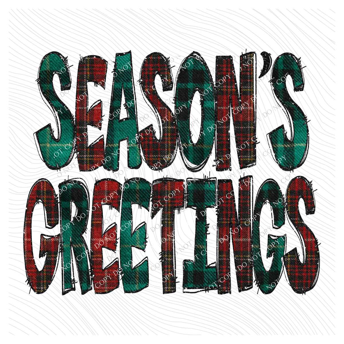 Season’s Greetings Glitter & Red & Green Plaid Digital Download, PNG
