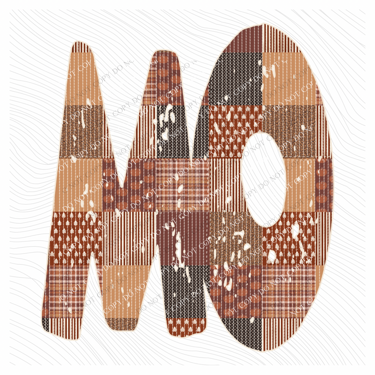 Missouri MO Autumn Pumpkins Quilted Distressed Digital Design in Browns, PNG