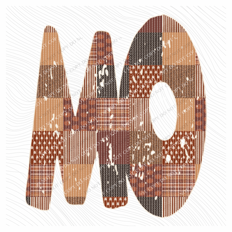 Missouri MO Autumn Pumpkins Quilted Distressed Digital Design in Browns, PNG
