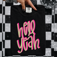 Hell Yeah 3D Sassy Script Bright Pink & Green Digital Design, PNG