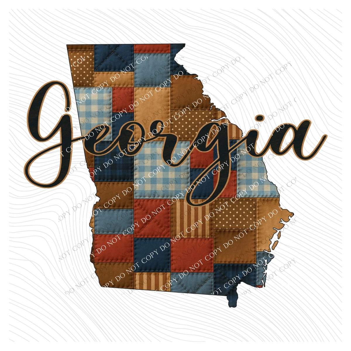 Georgia Quilted Script State Digital Design, PNG