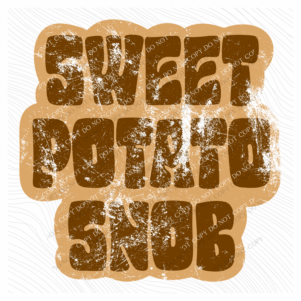 Sweet Potato Snob Retro Shadow Brown Distressed Digital Design, PNG
