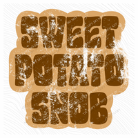Sweet Potato Snob Retro Shadow Brown Distressed Digital Design, PNG