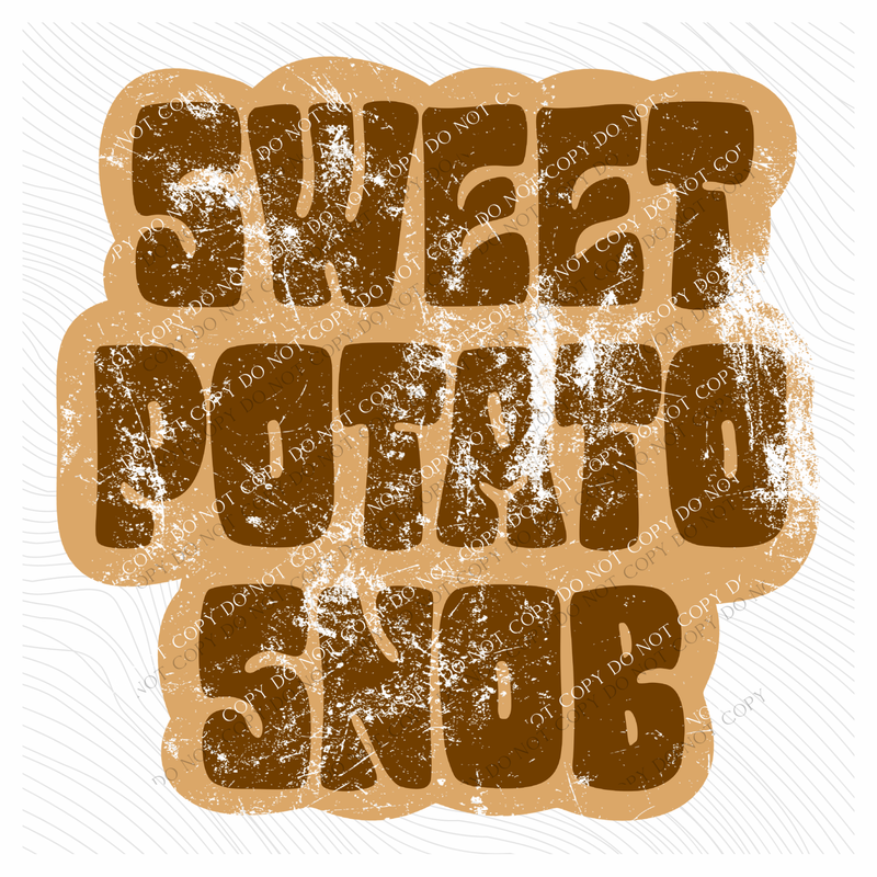 Sweet Potato Snob Retro Shadow Brown Distressed Digital Design, PNG
