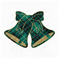 Bells Green Plaid & Glitter Digital Download, PNG