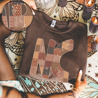 North Carolina NC Autumn Pumpkins Quilted Distressed Digital Design in Browns, PNG