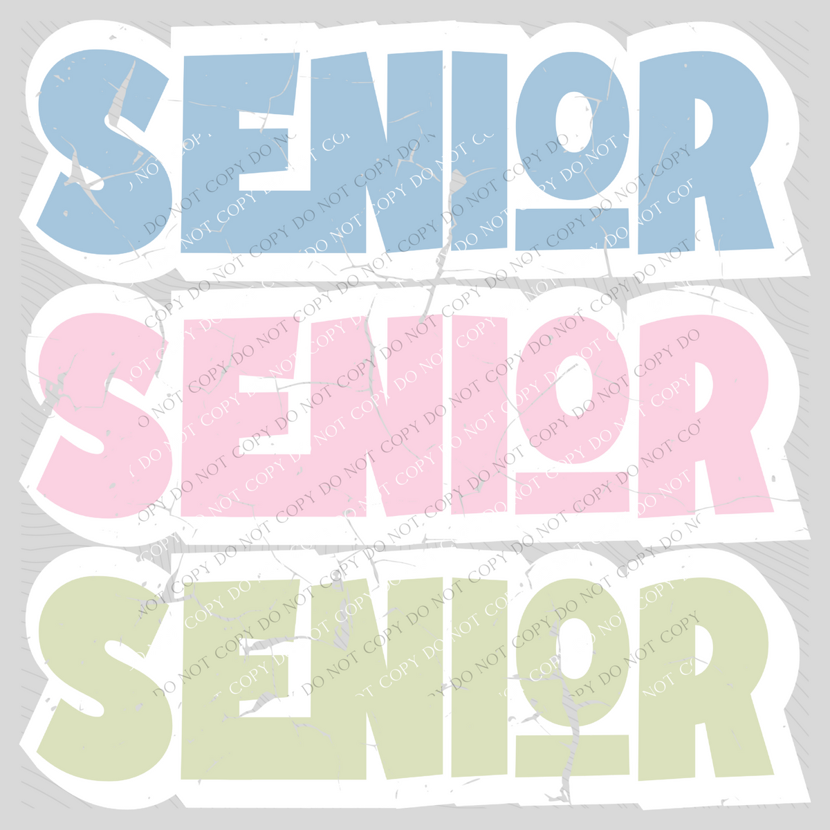 Senior Shadow Layer Bubble Stacked Distressed Blue Pink Green Digital Design, PNG