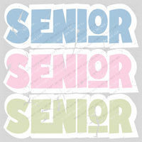 Senior Shadow Layer Bubble Stacked Distressed Blue Pink Green Digital Design, PNG