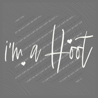 I’m a Hoot Sketched Script Hearts in Off-white Digital Design, PNG