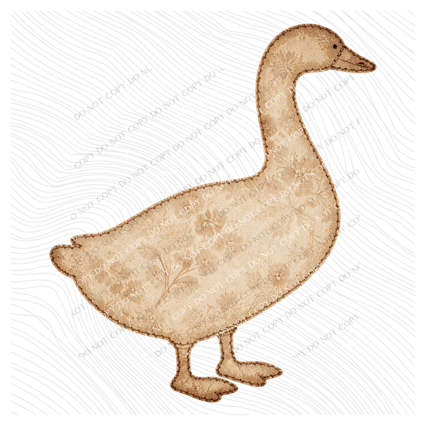 Goose Vintage Floral Faux Patch Digital Design, PNG