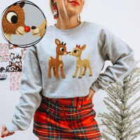 Rudolph & Friend 3D Yarn Style Christmas Digital Download, PNG