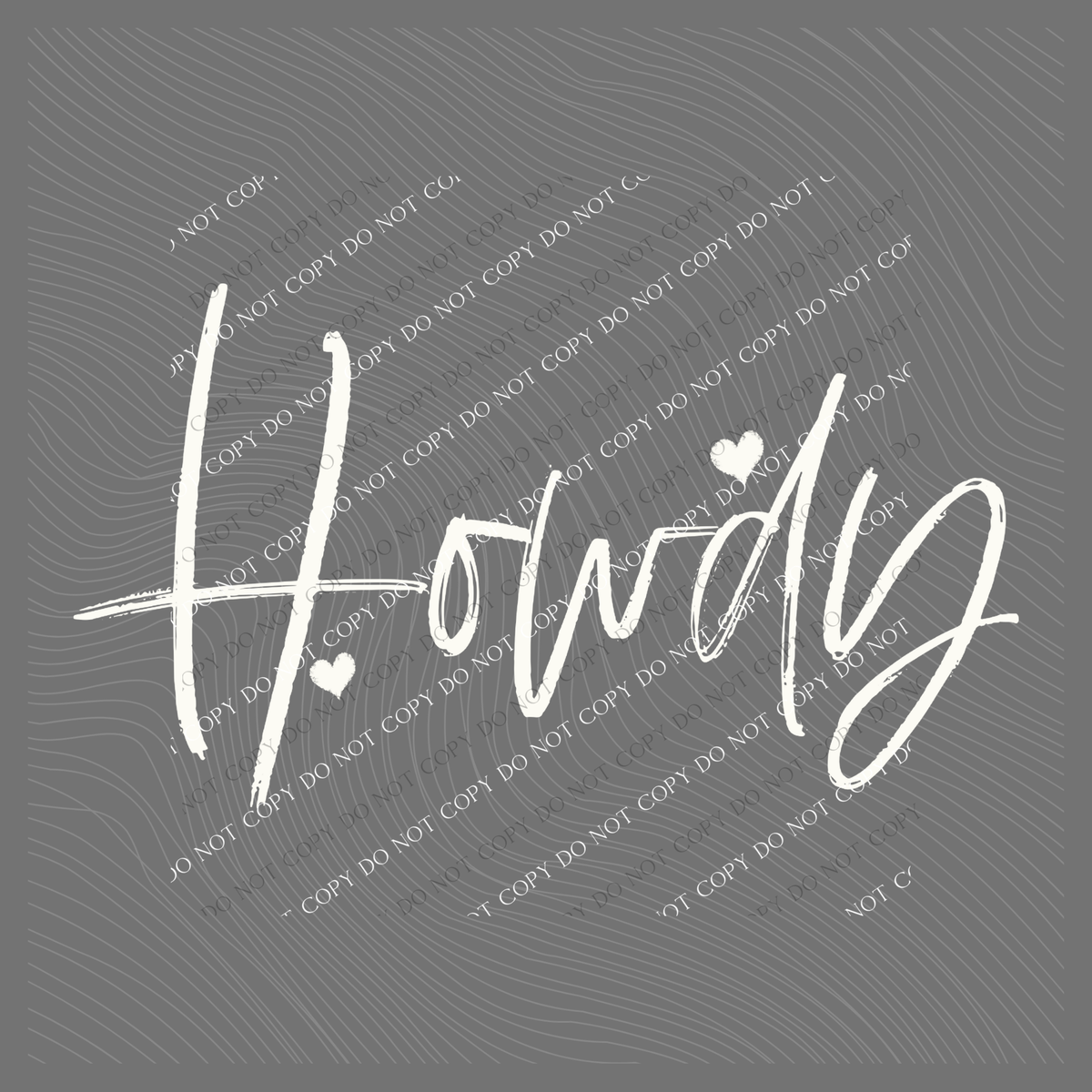 Howdy Script Hearts in Off-white Digital Design, PNG