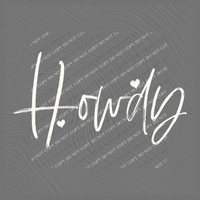 Howdy Script Hearts in Off-white Digital Design, PNG