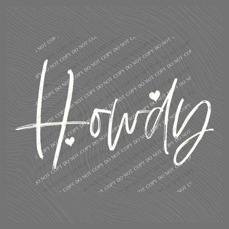 Howdy Script Hearts in Off-white Digital Design, PNG