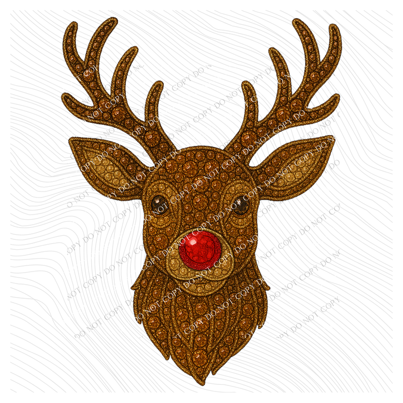 Rudolph Reindeer Rhinestone 3D Digital Download, PNG