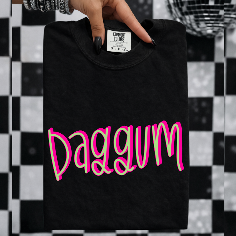 Daggum 3D Sassy Script Bright Pink & Green Digital Design, PNG
