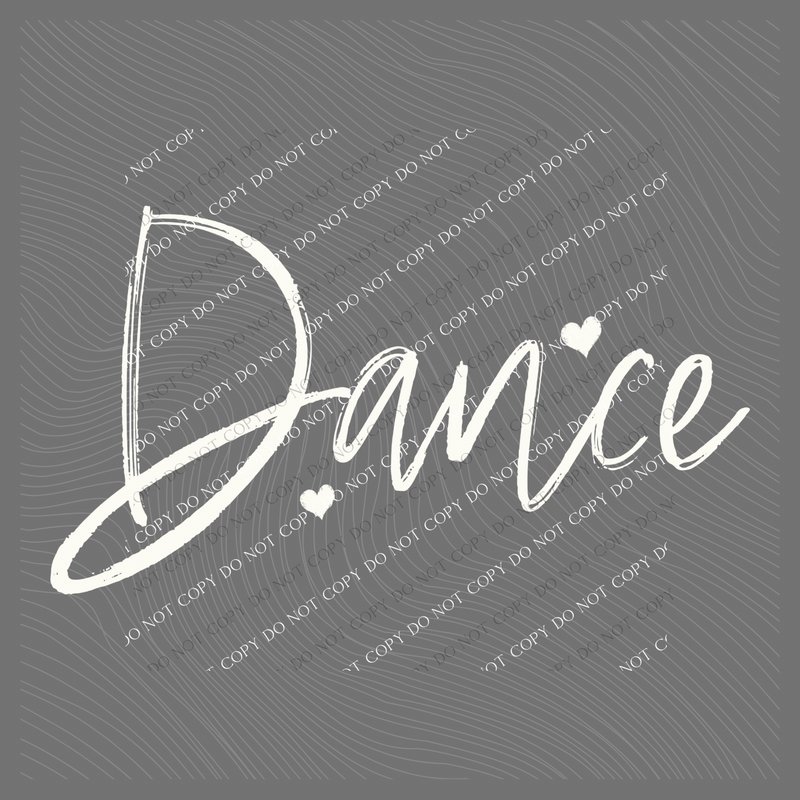 Dance Sketched Script Hearts in Off-white Digital Design, PNG