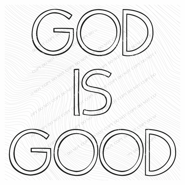 God is Good Simple Outline in Black Digital Design, PNG